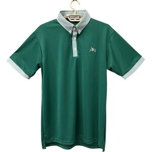 ILIAC Golf Handmade California Green Polo Shirt Winged Rabbit Logo Mens L